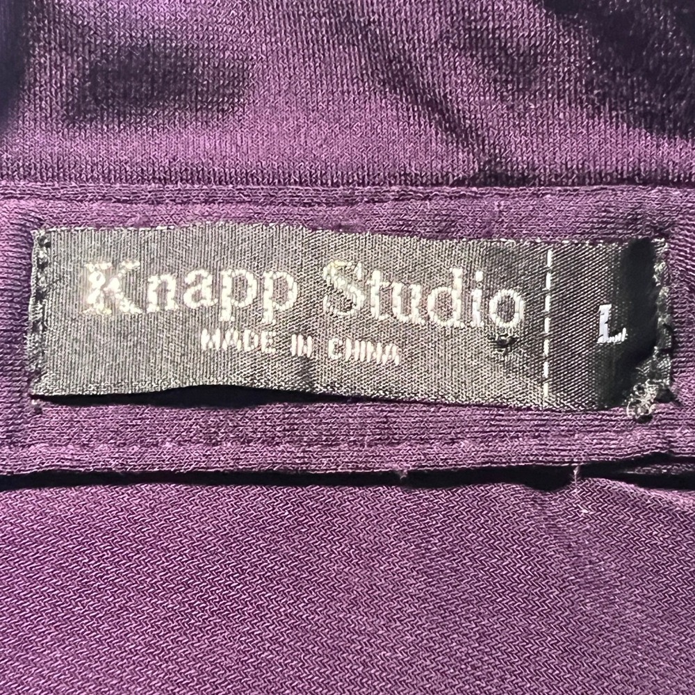 Knapp Studio Blouse Top L Purple Flowy Button Down Stretch Career Office Classic - Picture 4 of 8